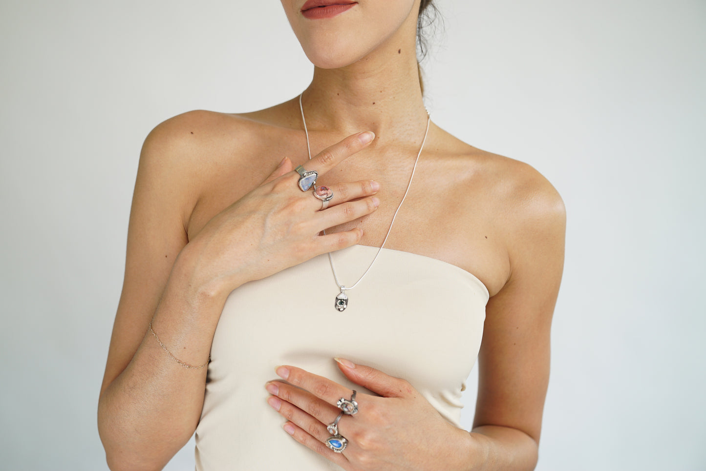 White Opal & Sapphire Necklace