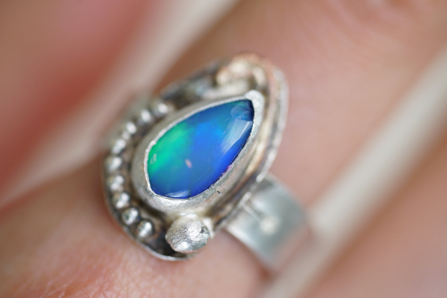 πΈ Japanese Opal Ring β Sterling Silver with Copper Swirl