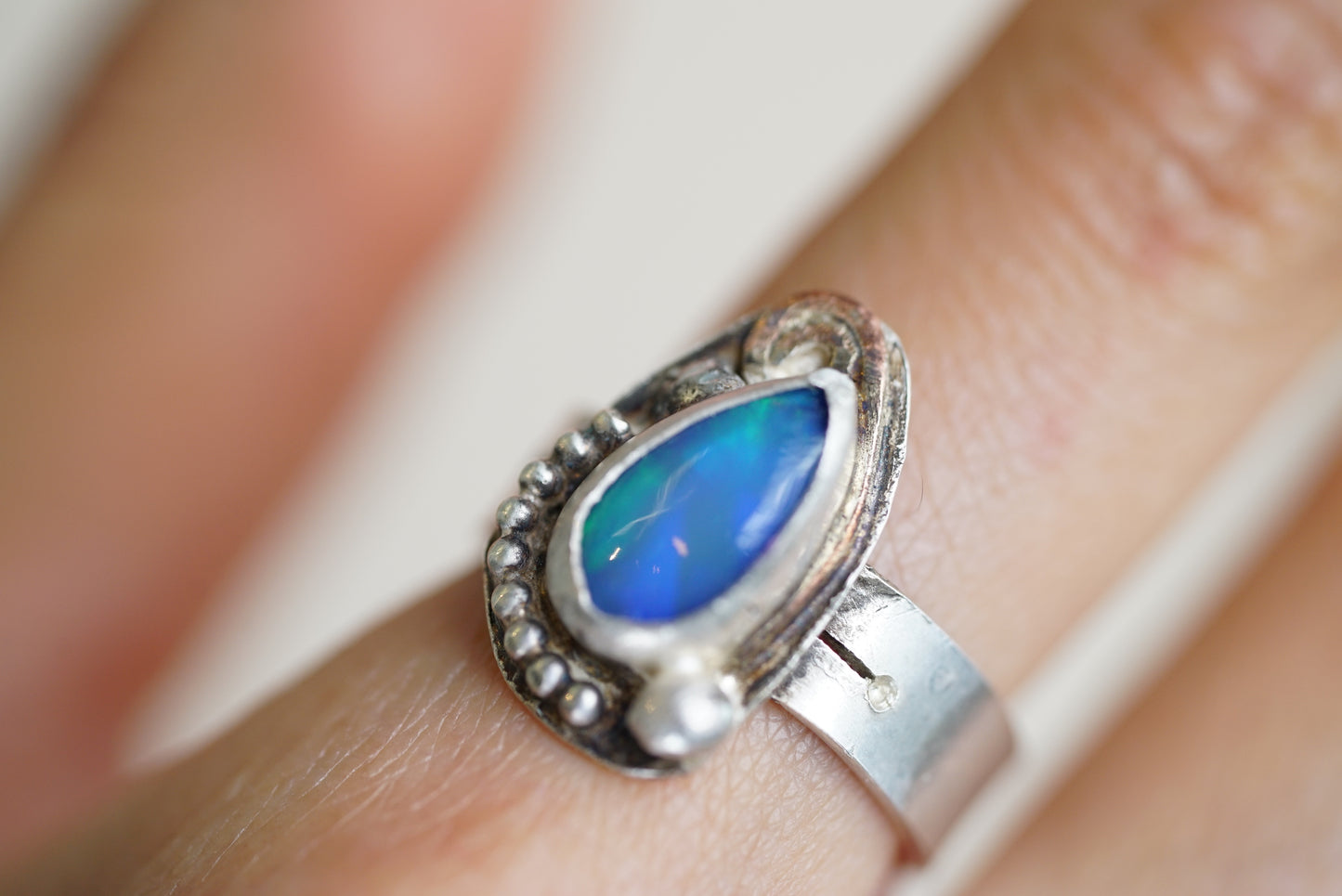 πΈ Japanese Opal Ring β Sterling Silver with Copper Swirl