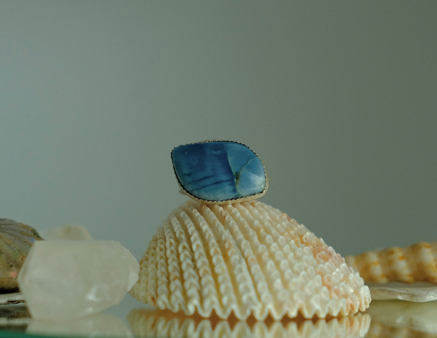 Icy Eyes – Repaired Blue Opal Silver Ring