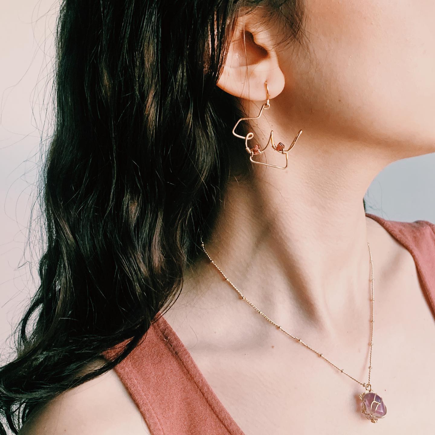 Gold Plated Garnet Nipple Earrings