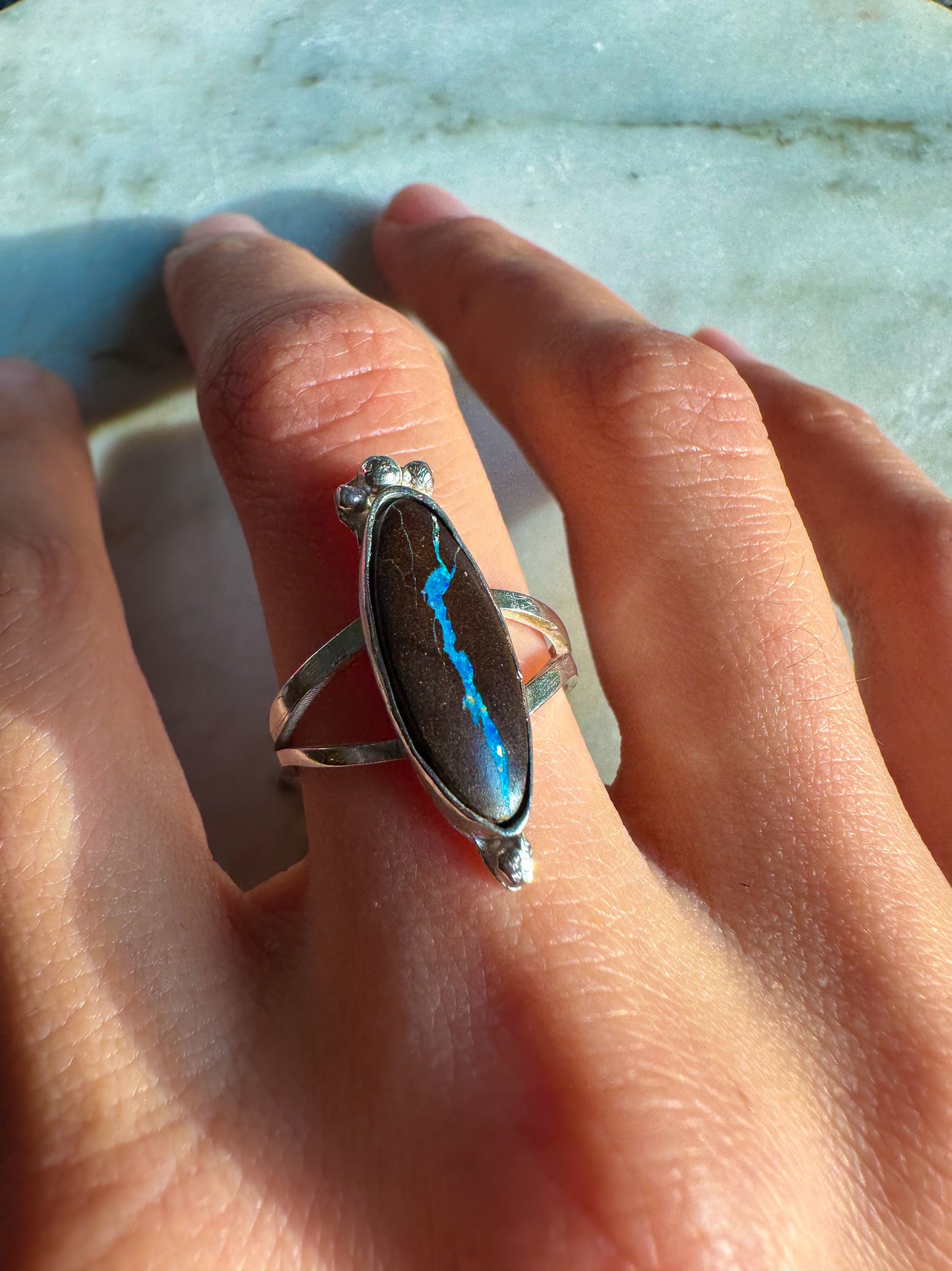 Boulder Opal Silver Ring