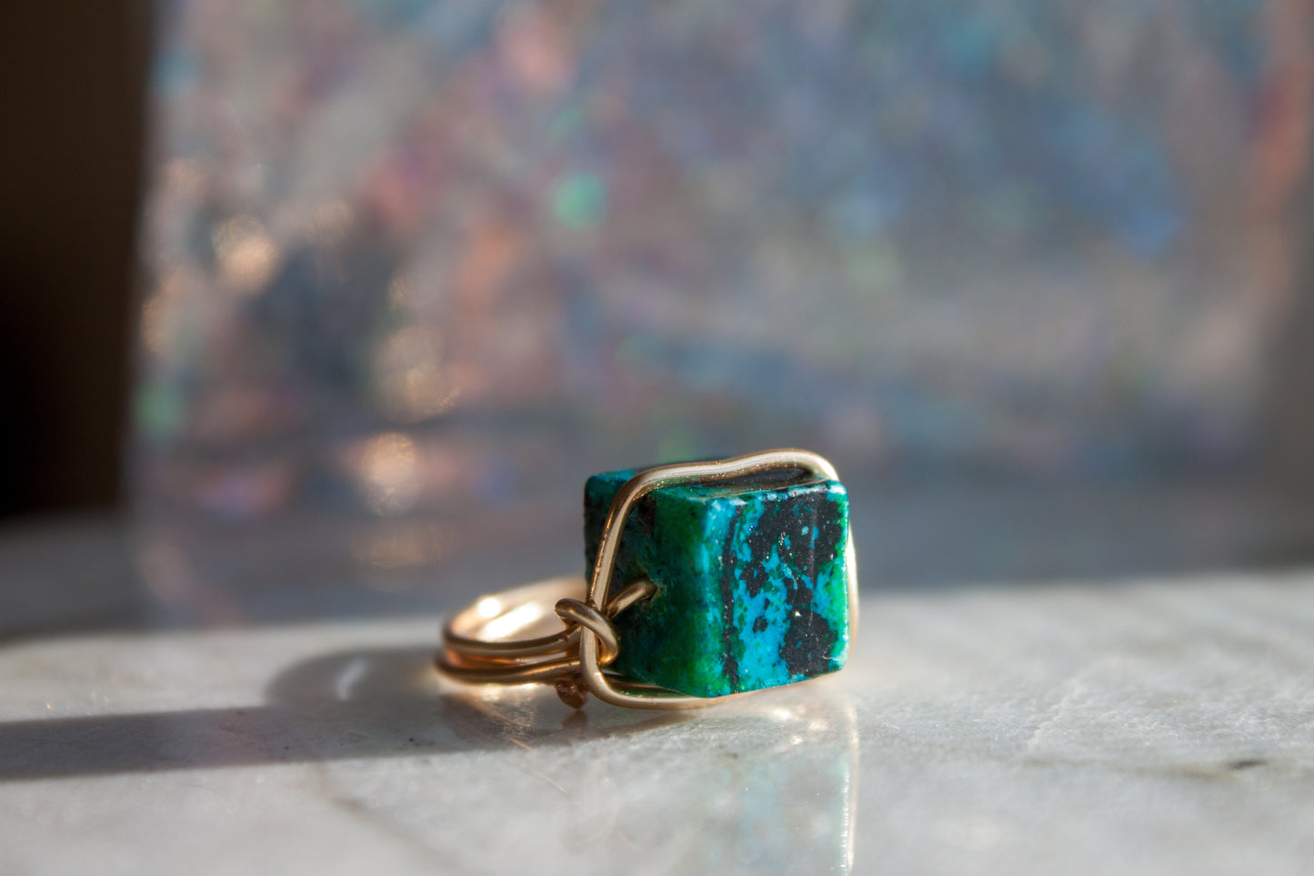 Chrysocolla Cube Ring