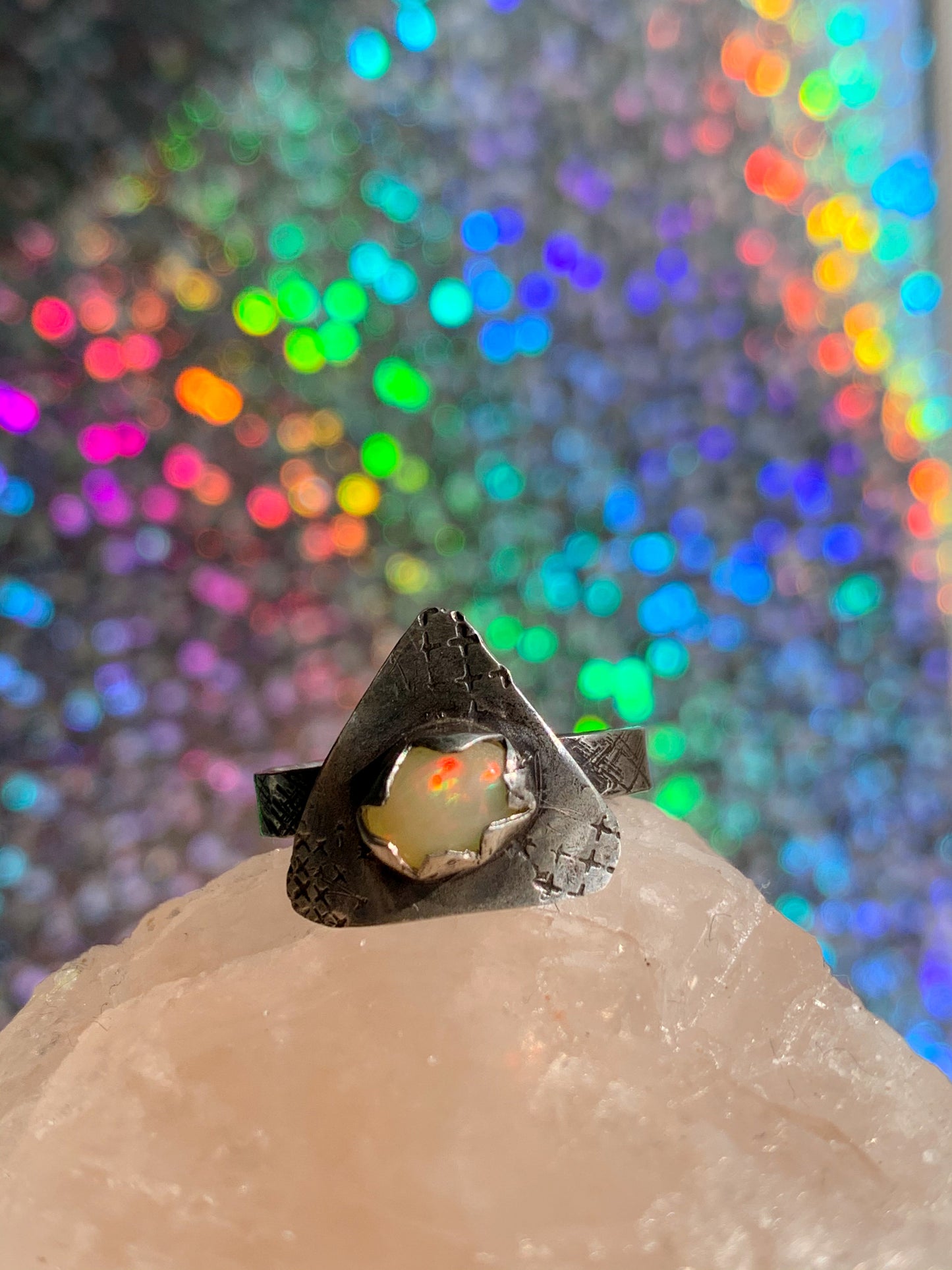 Ethiopian Opal Boho Silver Ring