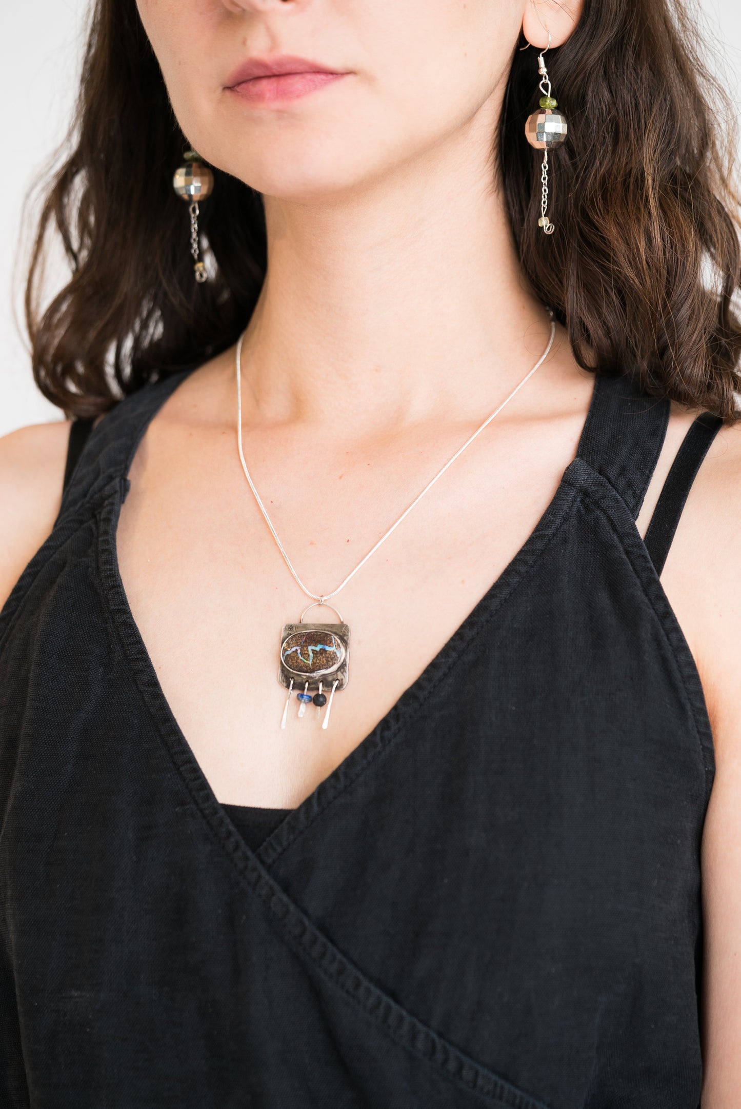 The River Remembers Boulder Opal Silver Necklace