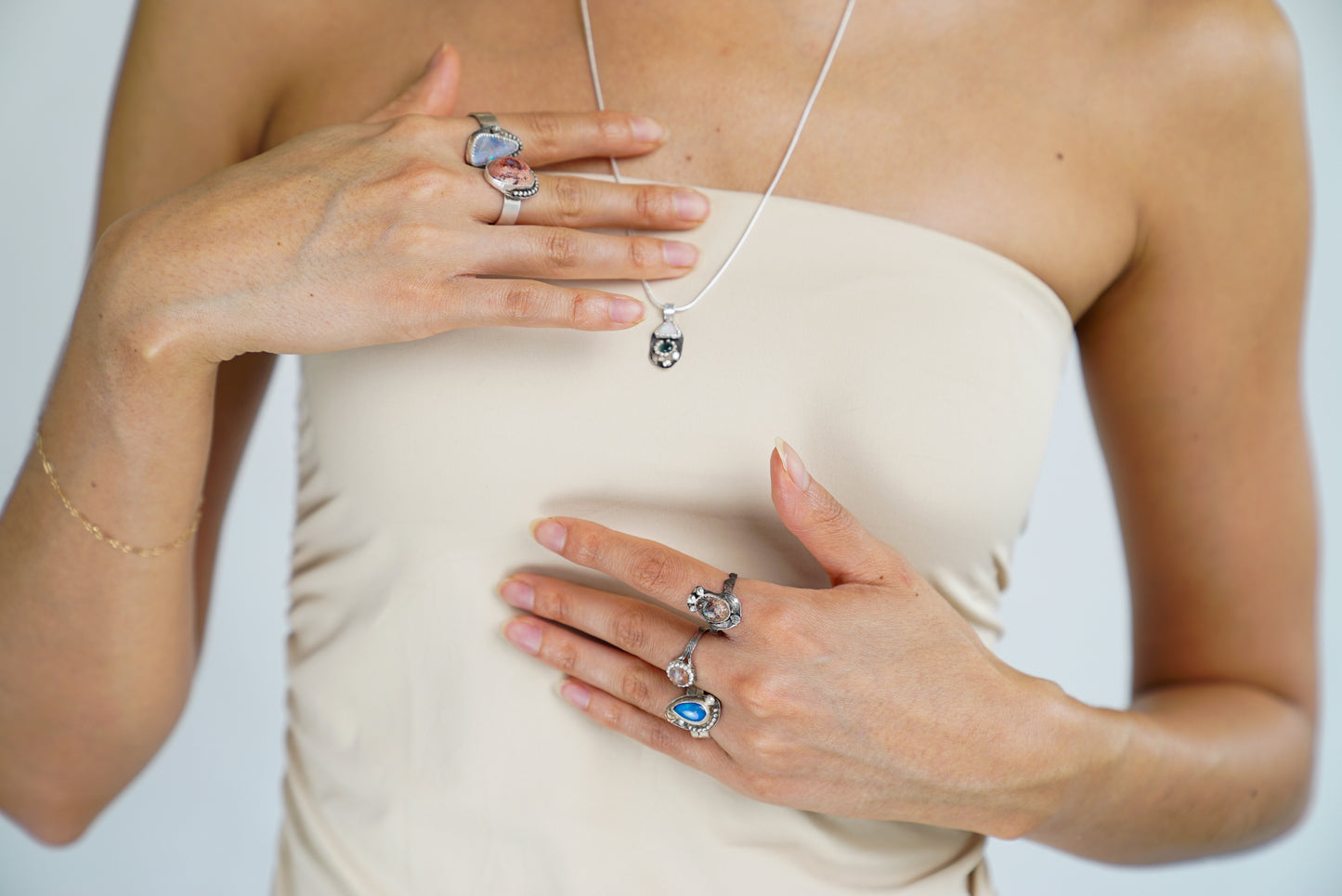 Mexican Opal Flower Ring