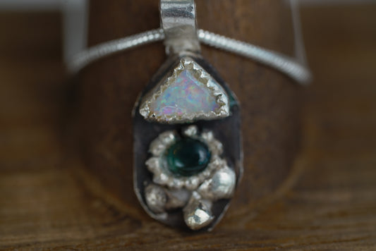White Opal &amp; Sapphire Necklace