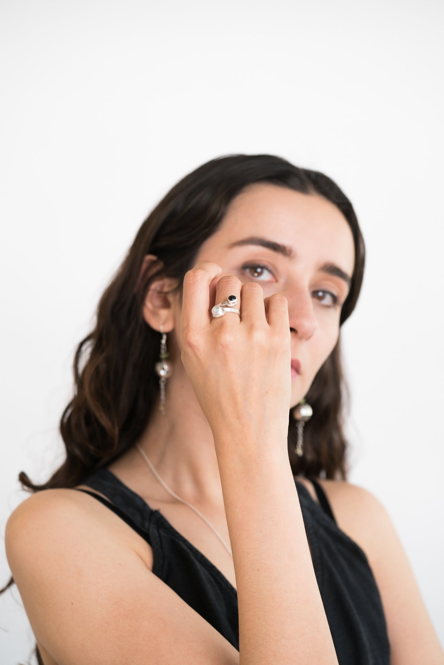 Parallel Onyx & Ethiopian Opal Silver ring