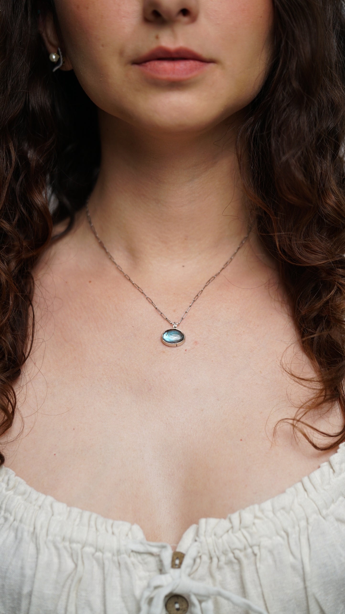 Ethically Sourced Labradorite Silver Charm and Silver Plated Necklace