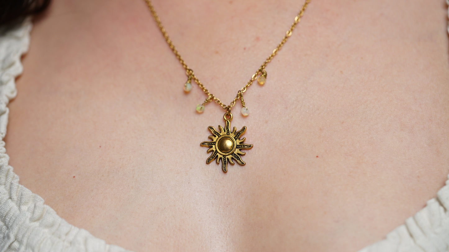 Gold Plated Ethiopan Opal Sunshine Necklace