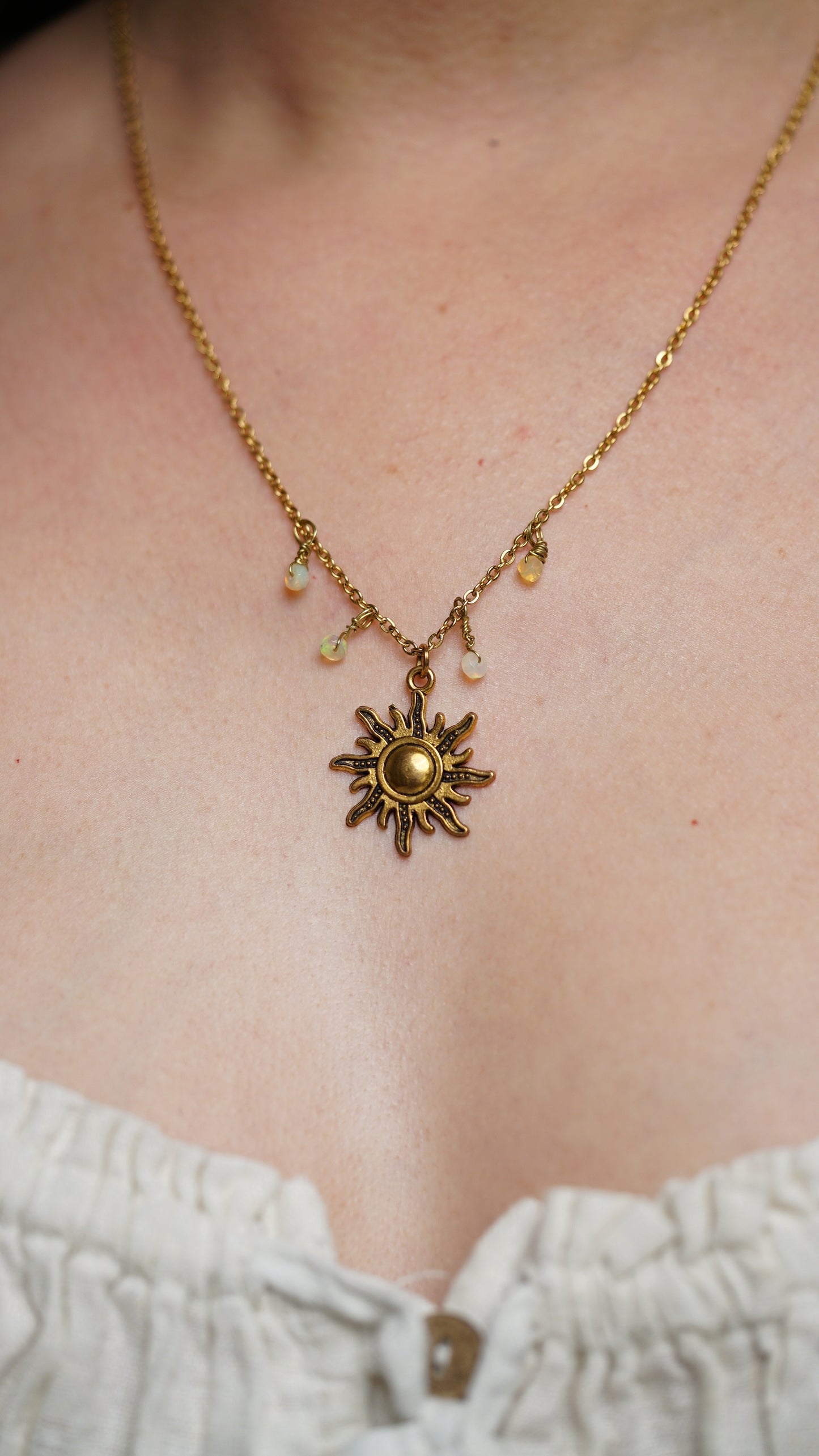 Gold Plated Ethiopan Opal Sunshine Necklace