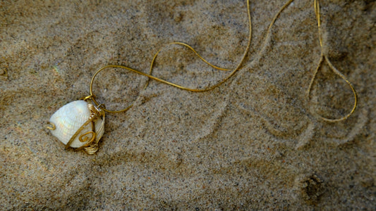 Arena y Mi Calor – Brass Wire-Wrapped Shell Necklace