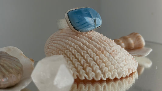 Icy Eyes – Repaired Blue Opal Silver Ring