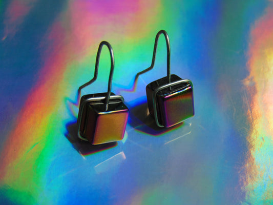 Silver plated Rainbow Titanium Earrings