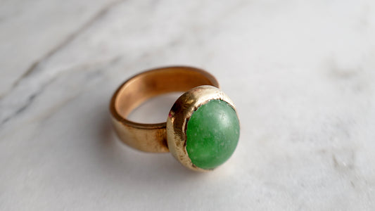 Natural Chrysoprase Unique Brass Ring