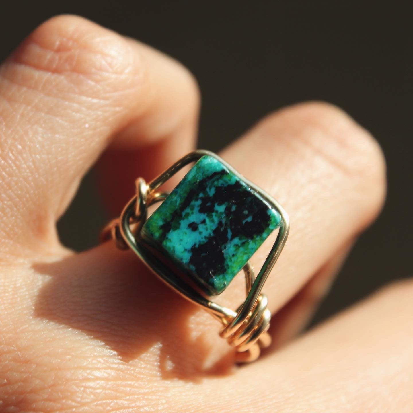 Chrysocolla Cube Ring