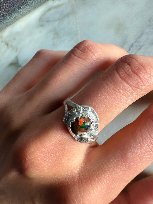 MultiFlare Mexican Cantera Opal Silver Ring