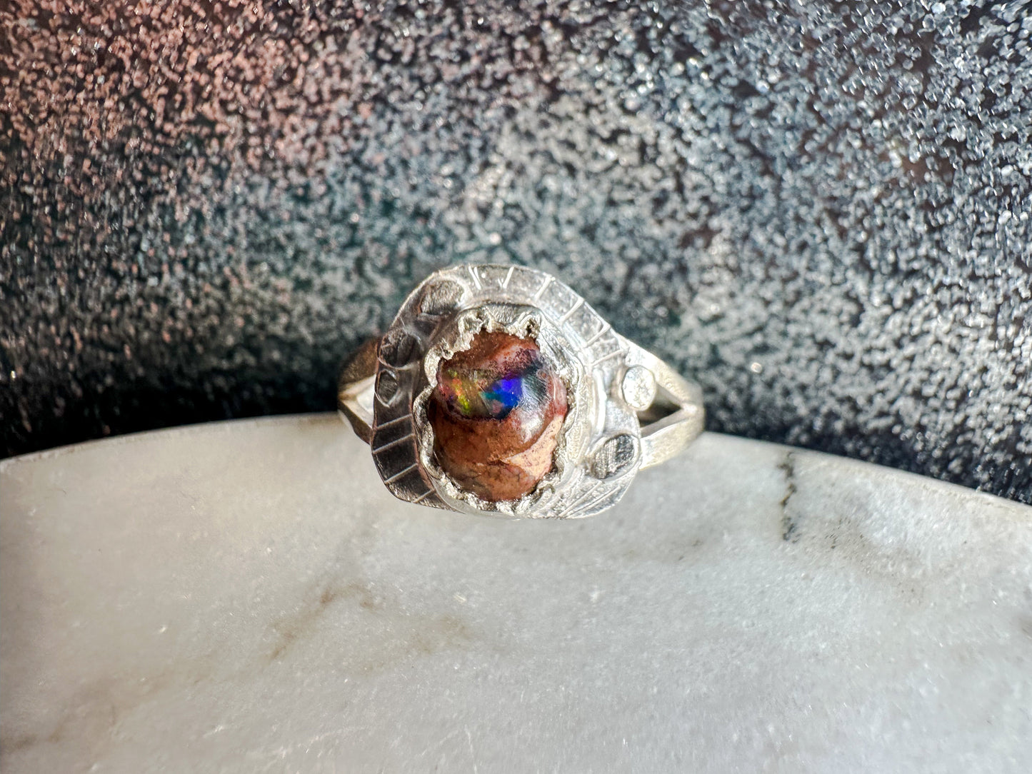 MultiFlare Mexican Cantera Opal Silver Ring