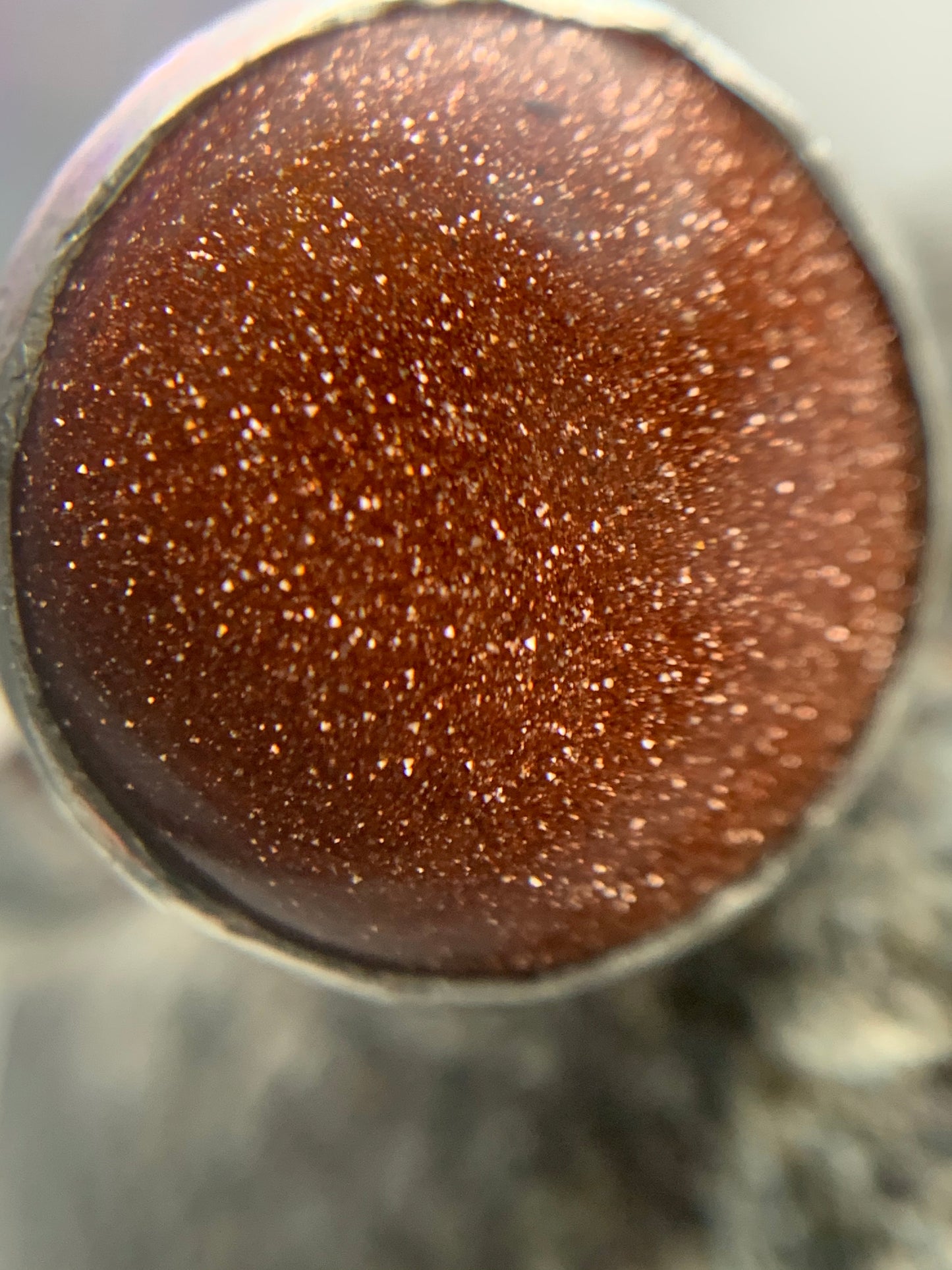 Beautiful Glittery Silver GoldStone Ring