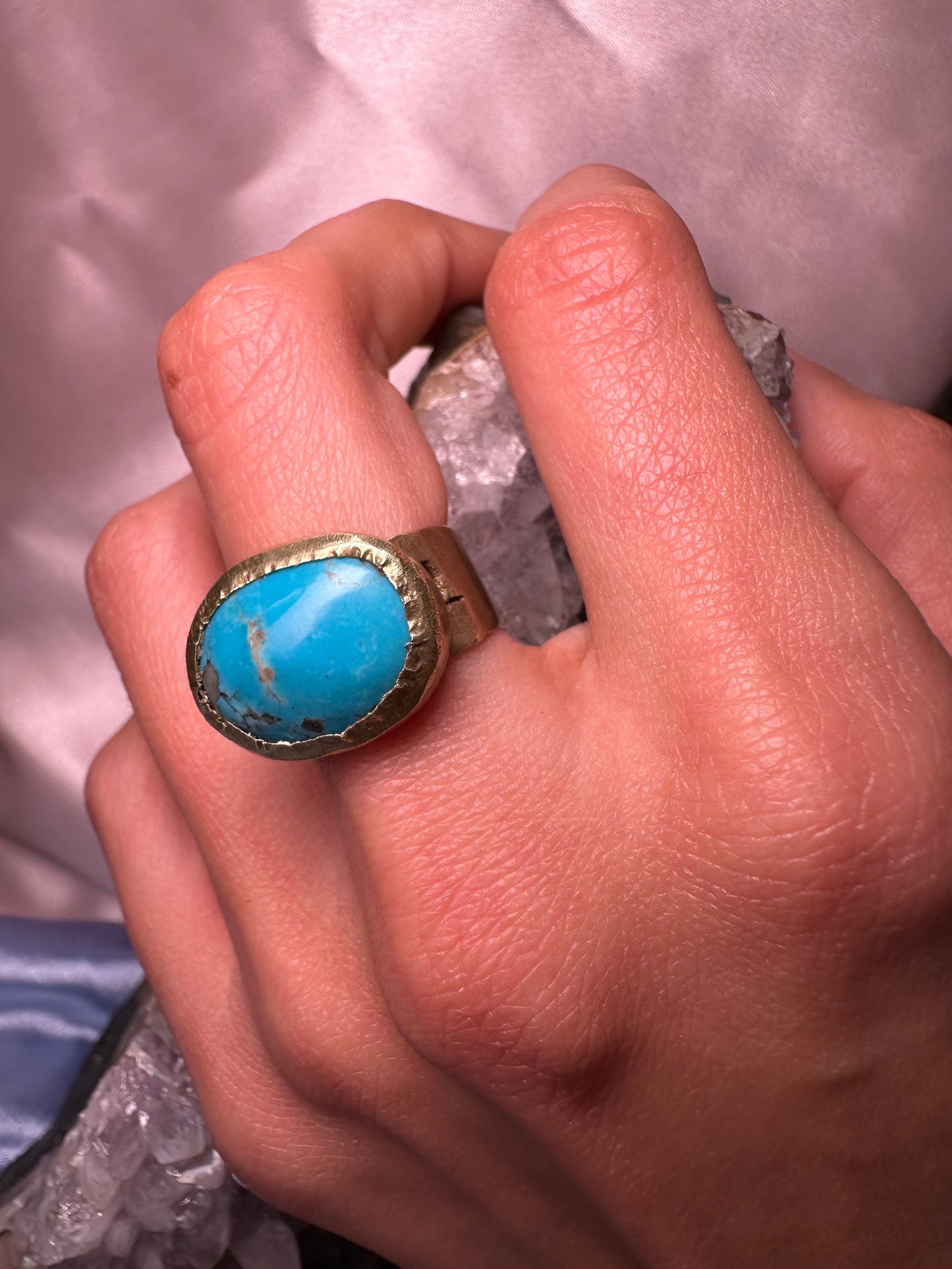 Eye Catcher Turquoise Brass Ring