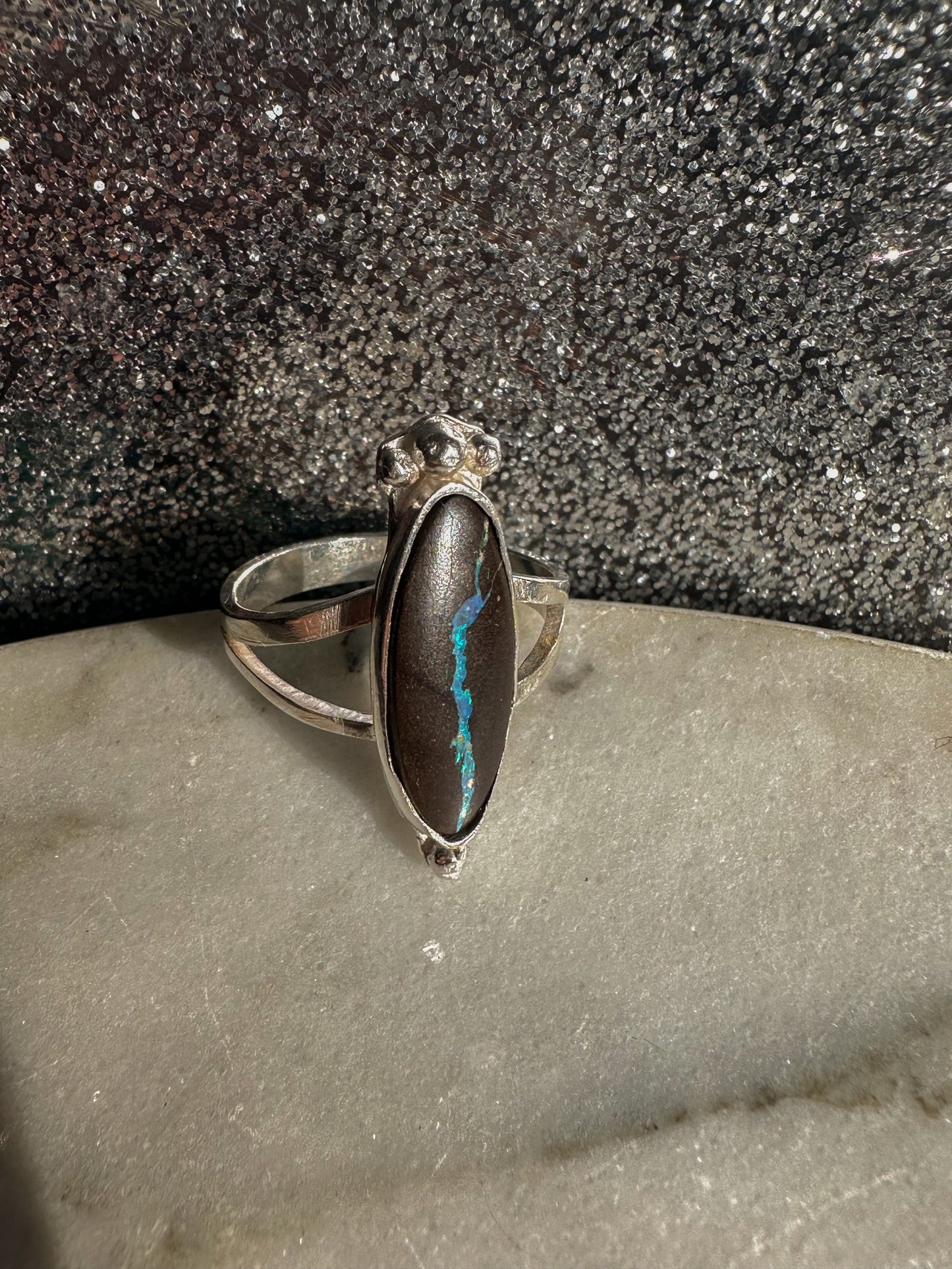 Boulder Opal Silver Ring