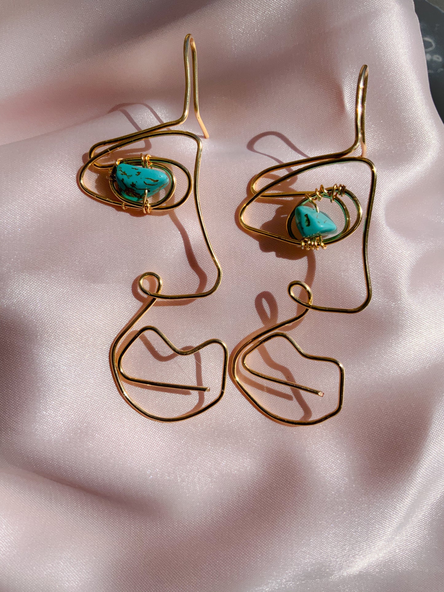 Surrealist Turquoise Eye Silver Plated Earrings